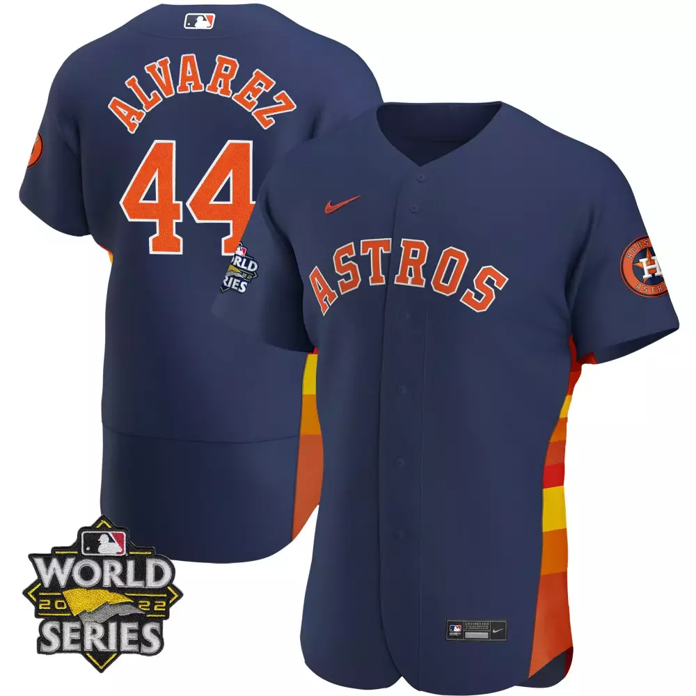 yordan alvarez flex base mens houston astros alternate navy 2022 champions limited player jersey all stitched