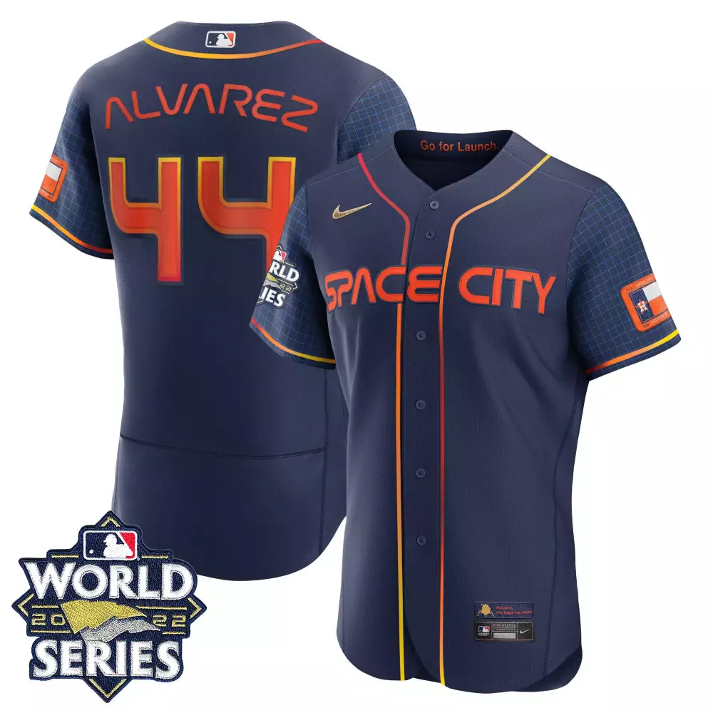 Yordan Alvarez Flex Base Youth's Houston Astros Space City 2022 World Series Jersey | Stitched Fan Gear | For Men, Women & Youth
