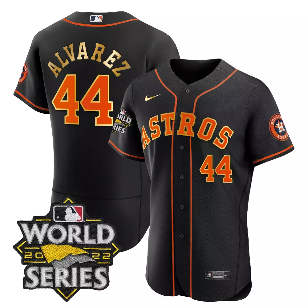 Yordan Alvarez Houston Astros 2022 World Series Gold Limited Jersey | Stitched Silver Fan Gear | For Men, Women & Youth