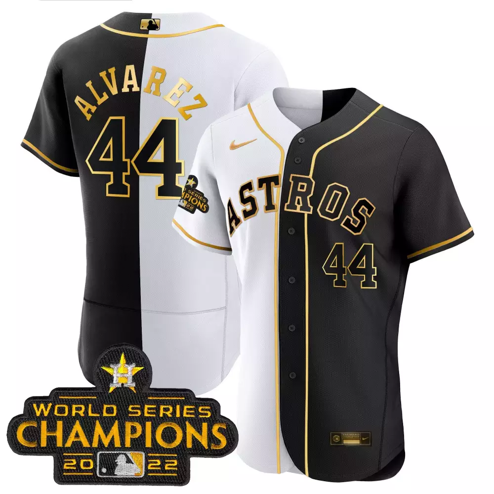 Yordan Alvarez Houston Astros 2023 Champions Gold Split Flex Black Men's Jersey | Stitched Limited Edition | For Men
