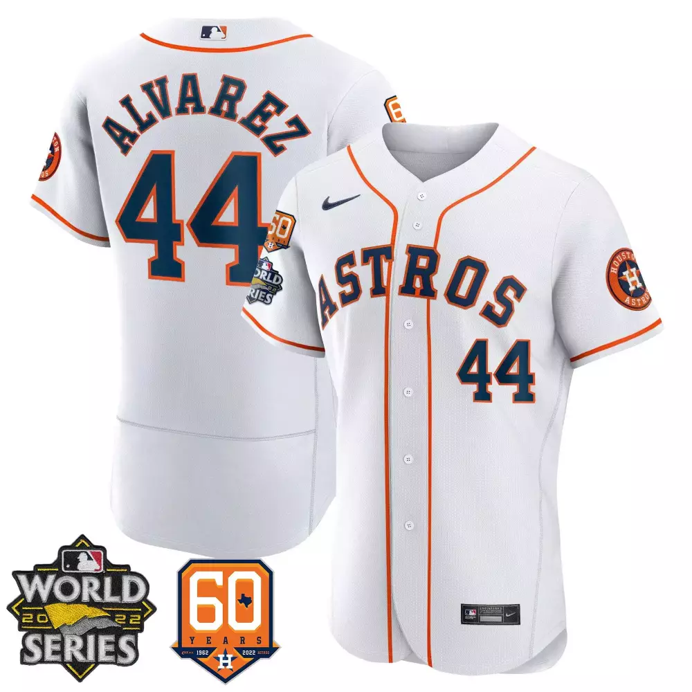 Yordan Alvarez Houston Astros 2022 World Series 60th Patch Jersey | Stitched Home Fan Gear | For Men, Women & Youth