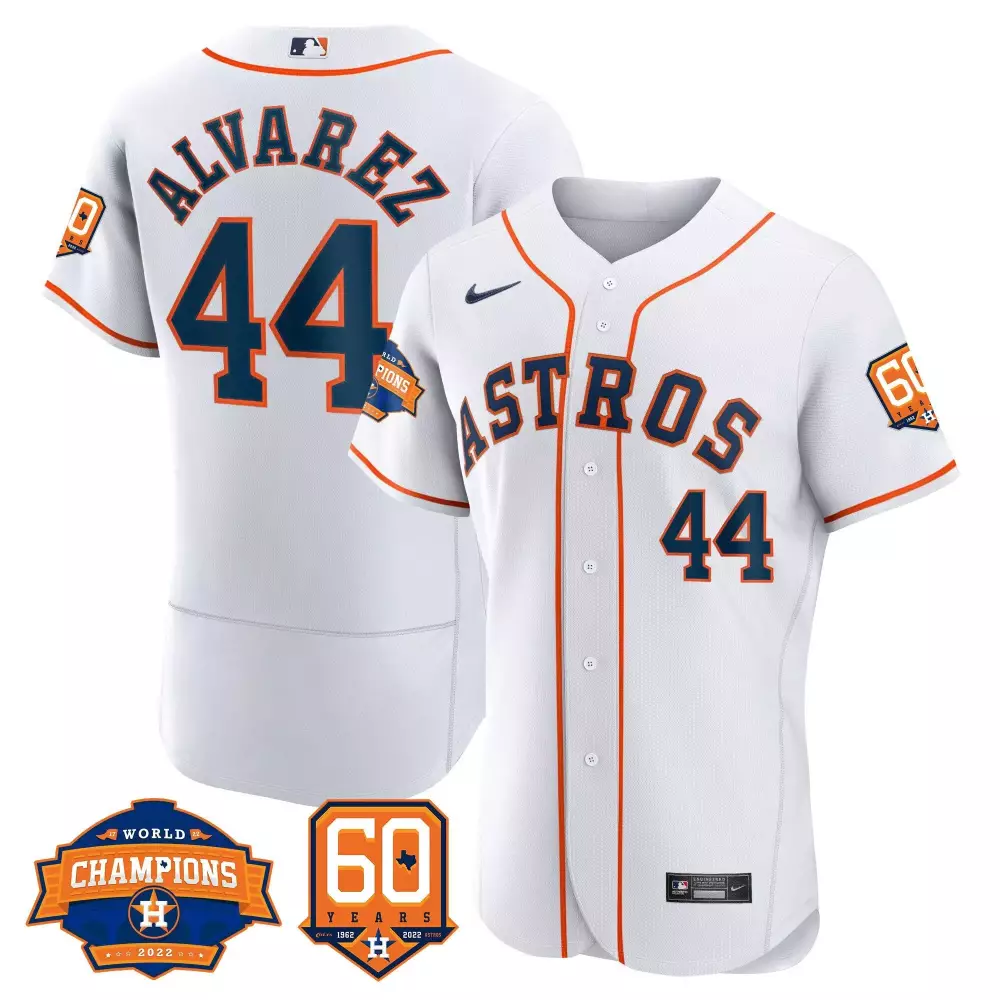 Yordan Alvarez Houston Astros 2022 World Series 60th Patch Jersey | Stitched Home Fan Gear | For Men, Women & Youth