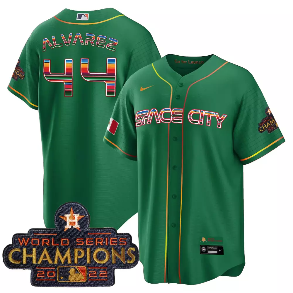 Yordan Alvarez Houston Astros 2023 Space City Champions Navy Flex Jersey | All Stitched | For Men, Women & Youth