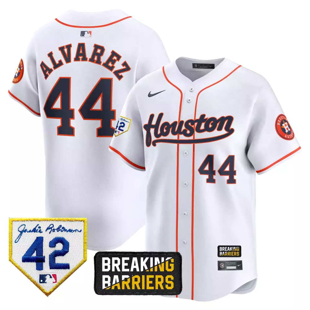 yordan alvarez home mens houston astros jackie robinson breaking barriers patch vapor premier limited jersey all stitche