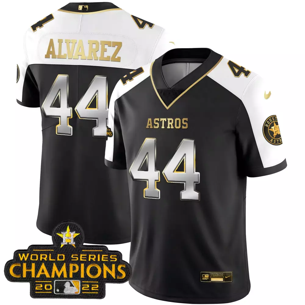 Yordan Alvarez Houston Astros 2023 Champions Patch Vapor Gold Jersey | Stitched Fan Gear | For Men, Women & Youth