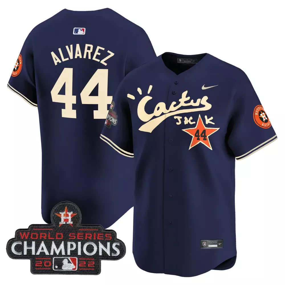 Yordan Alvarez Houston Astros Cactus Jack Champions Patch Vapor Premier Jersey | Limited Edition | Fan Gear for Men, Women & Youth