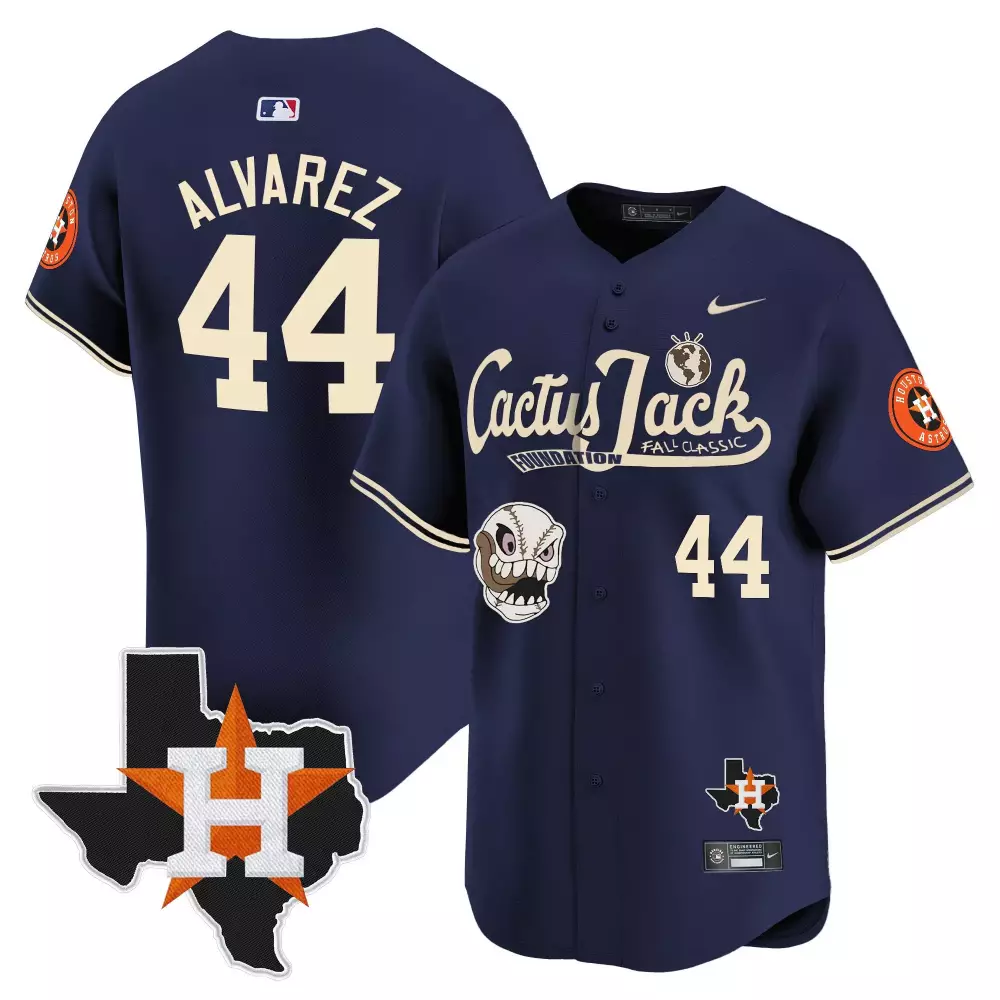 Yordan Alvarez Houston Astros 2023 Cactus Jack Patch Jersey | Navy Stitched | Limited Edition Fan Gear | For Men, Women & Youth