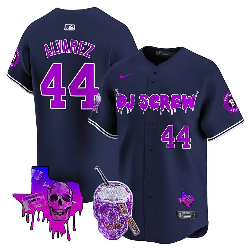 Yordan Alvarez Houston Astros DJ Screw Vapor Premier Jersey | Navy Stitched | Limited Edition Fan Gear | For Men, Women & Youth