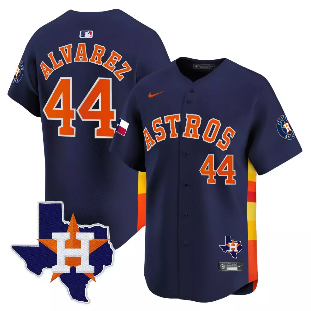 Yordan Alvarez Houston Astros Texas Patch Vapor Premier Jersey | Navy Stitched | Limited Edition Fan Gear | For Men, Women & Youth