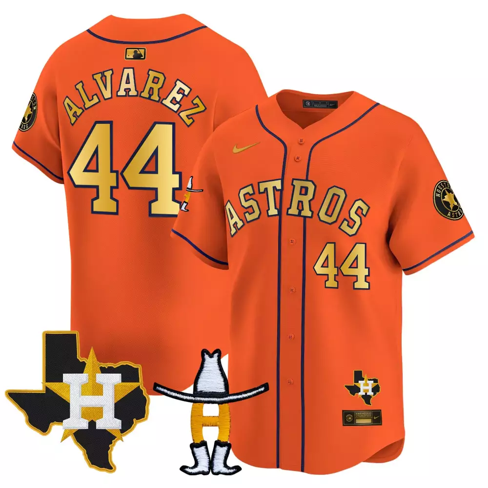 yordan alvarez orange gold mens houston astros houston rodeo patch vapor premier limited jersey v2 all stitched