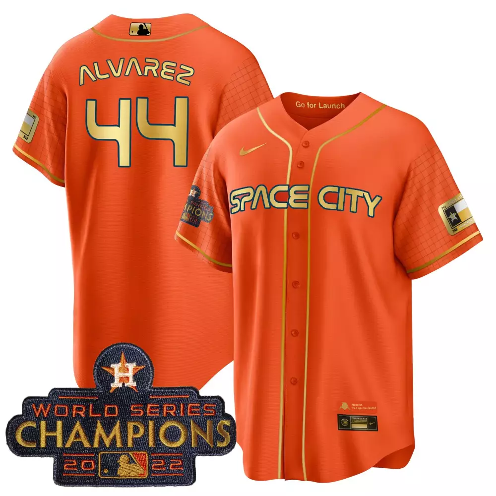Yordan Alvarez Houston Astros 2023 Space City Champions Black Gold V2 Jersey | Stitched Fan Gear | For Men, Women & Youth