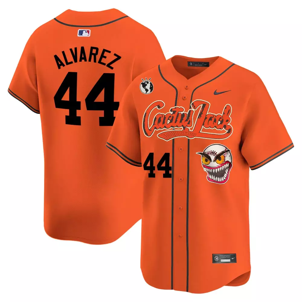 Yordan Alvarez Houston Astros 2025 Cactus Jack Vapor Premier Jersey | Orange Stitched Limited Edition | Fan Gear for Men, Women & Youth