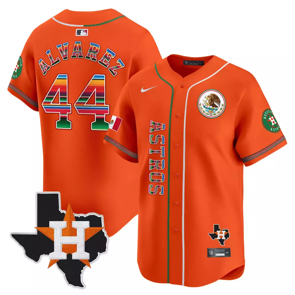 Yordan Alvarez Houston Astros 2025 Mexico Vapor Premier Jersey | Orange Stitched Limited Edition | Fan Gear for Men, Women & Youth