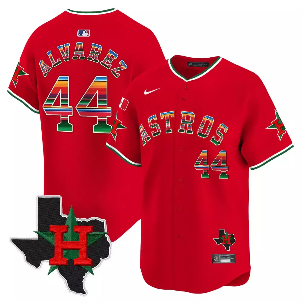 Yordan Alvarez Red Men's Houston Astros Mexico Texas Patch Vapor Premier Limited Jersey V2 | All Stitched Fan Gear | For Men, Women & Youth