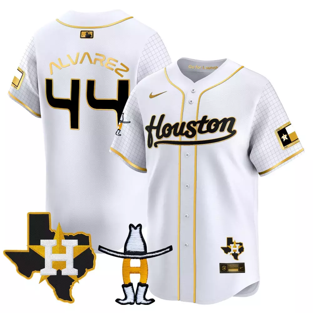 yordan alvarez white gold mens houston astros space city houston rodeo patch vapor premier limited jersey all stitched