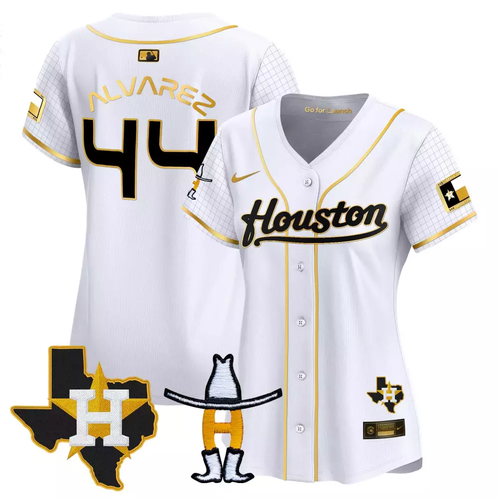 Yordan Alvarez Houston Astros 2023 Space City Rodeo Limited Edition Jersey | White Gold Stitched | Fan Gear for Women