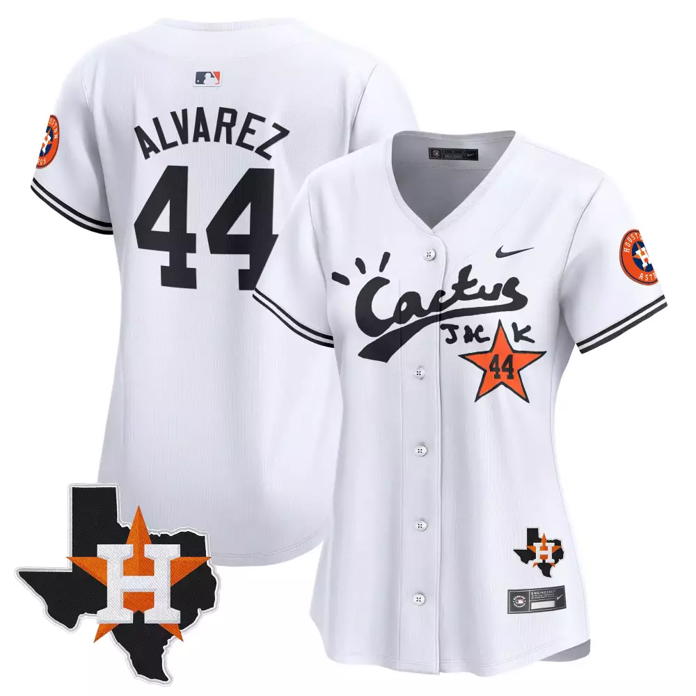Yordan Alvarez Cactus Jack Patch Jersey V7 | White Vapor Premier | Limited Edition Fan Gear | For Men, Women & Youth