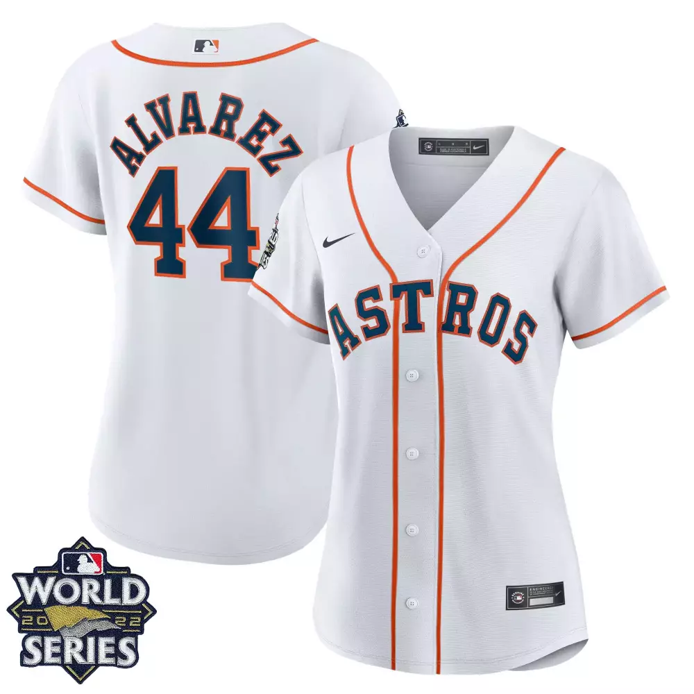 Yordan Alvarez Houston Astros 2022 World Series Gold Trim Jersey | Cool White Design | For Men, Women & Youth
