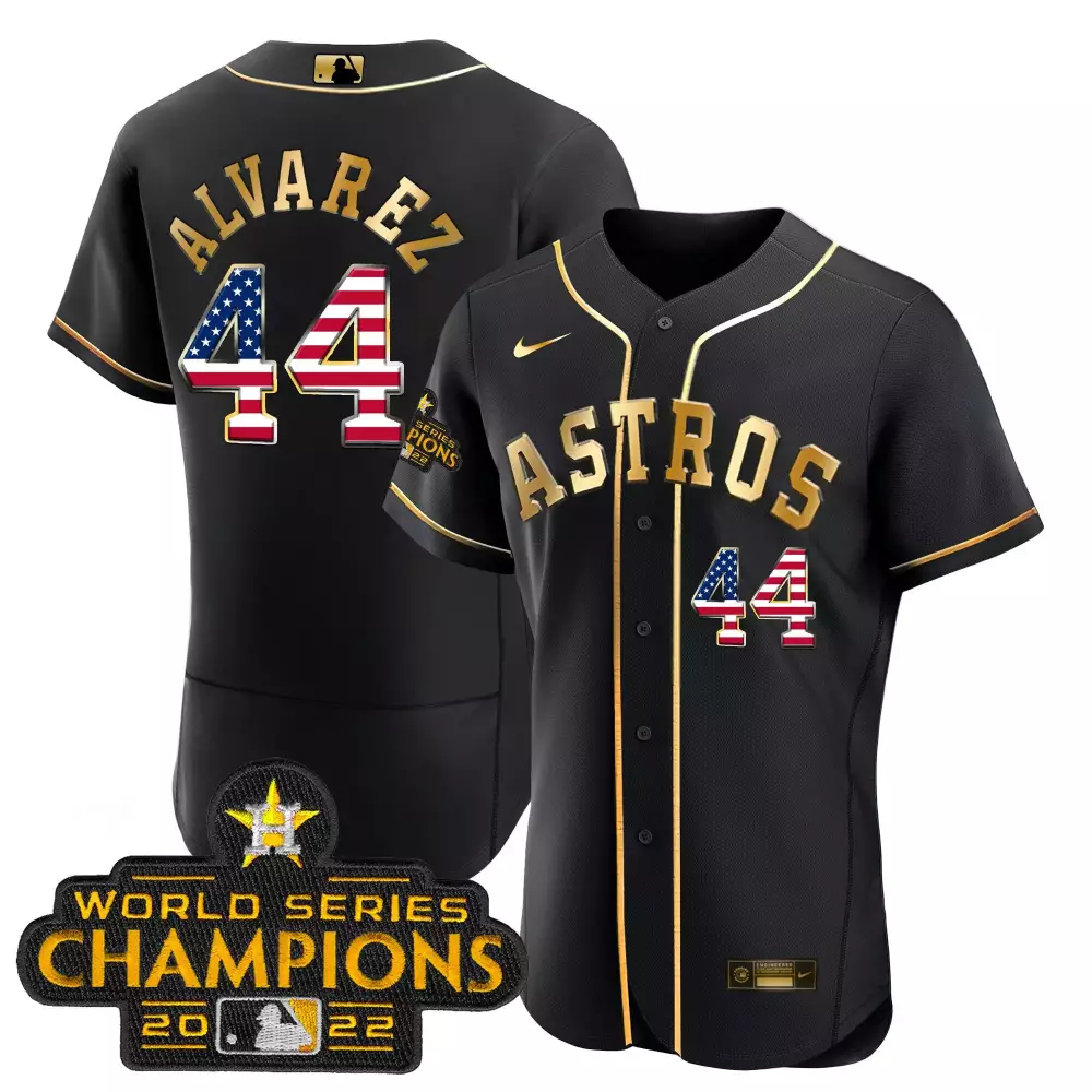 Yordan Alvarez Houston Astros 2023 Gold Flag Flex Base Jersey | Stitched Fan Gear for Men, Women & Youth