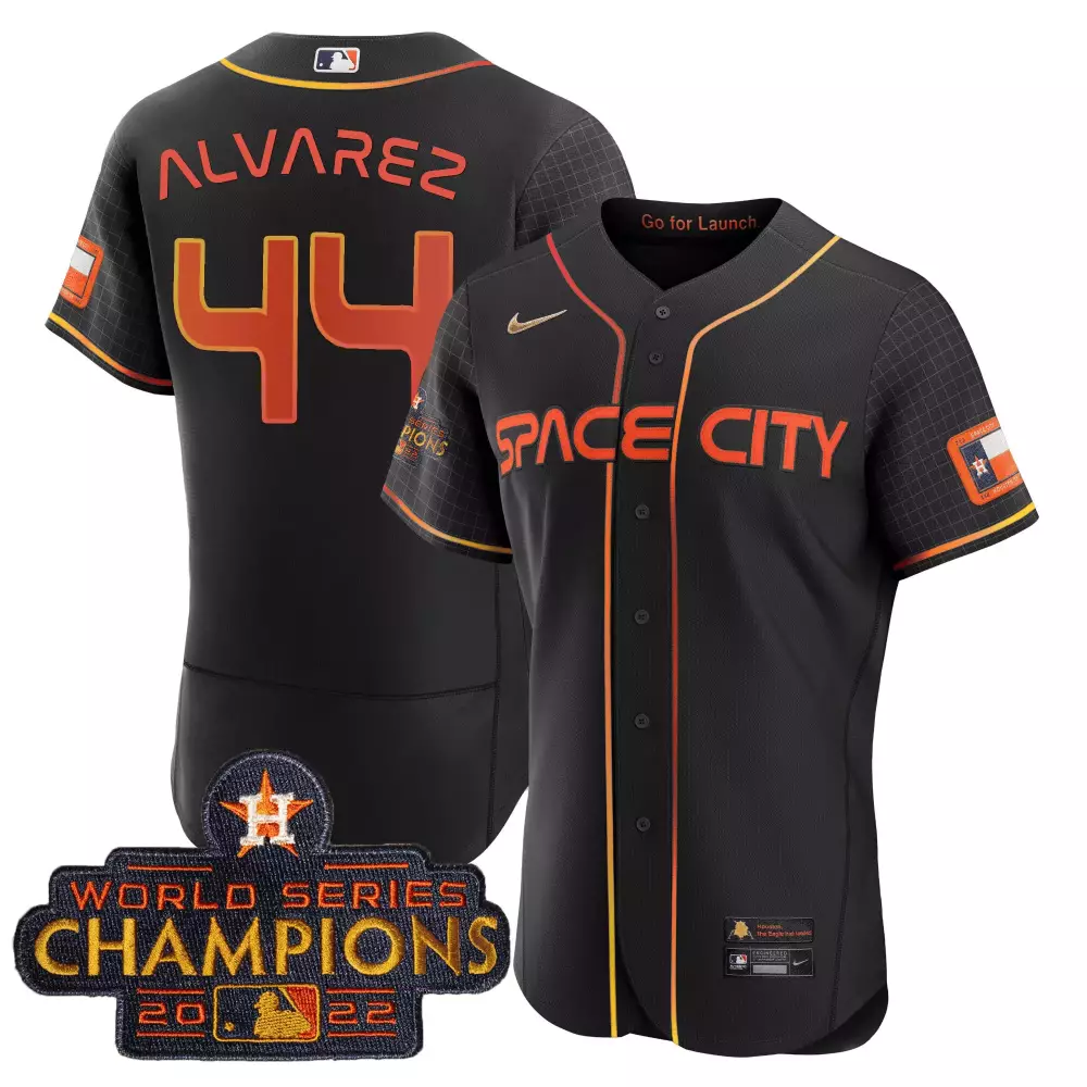 Yordan Alvarez Houston Astros Black Youths 2023 Space City Champions Flex Jersey | Stitched Fan Gear for Youth