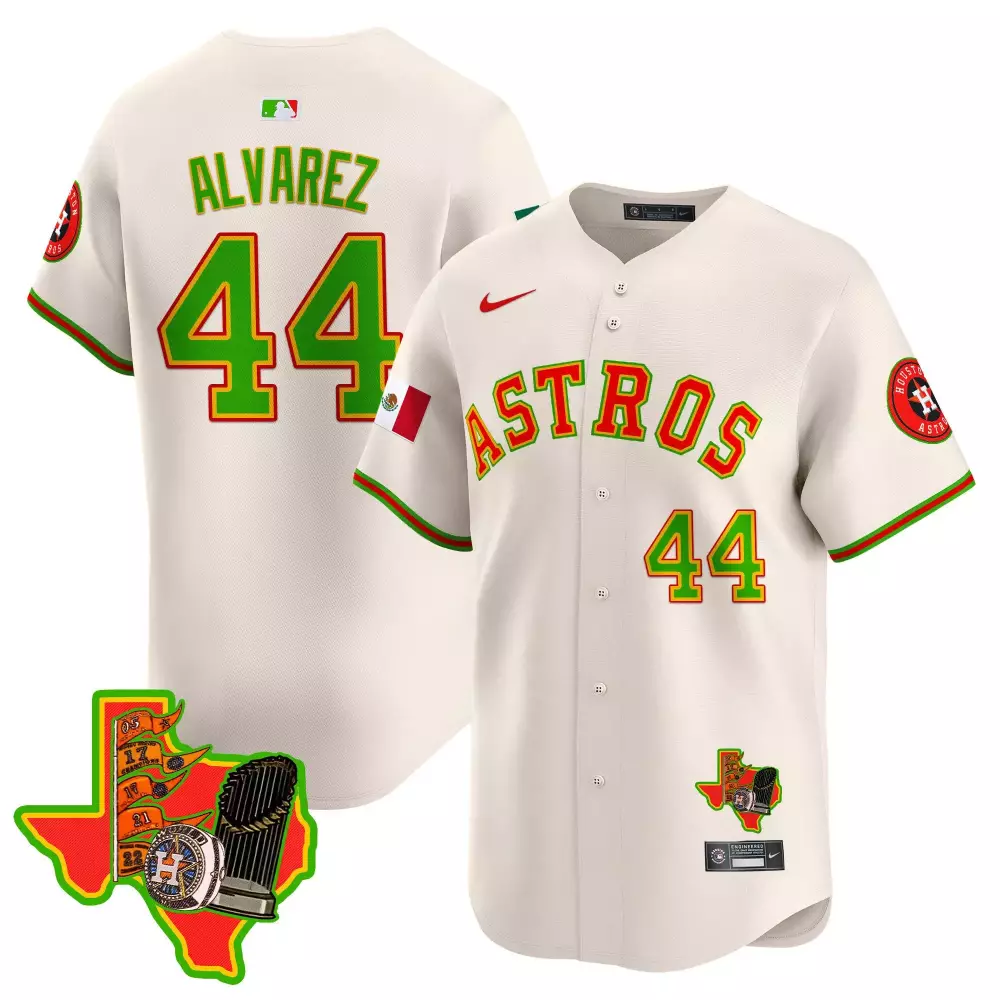 Yordan Alvarez Cream Mens Houston Astros The Loteria Vapor Premier Jersey | Stitched | Limited Edition Fan Gear | For Men, Women & Youth