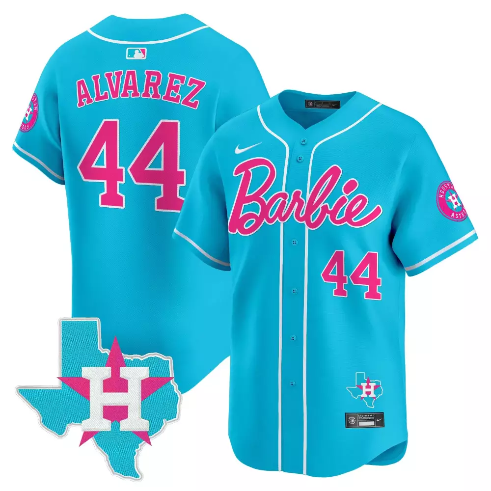 Yordan Alvarez Light Blue Unisex Houston Astros Barbie Jersey | Vapor Premier Limited Edition | Fan Gear for Men, Women & Youth