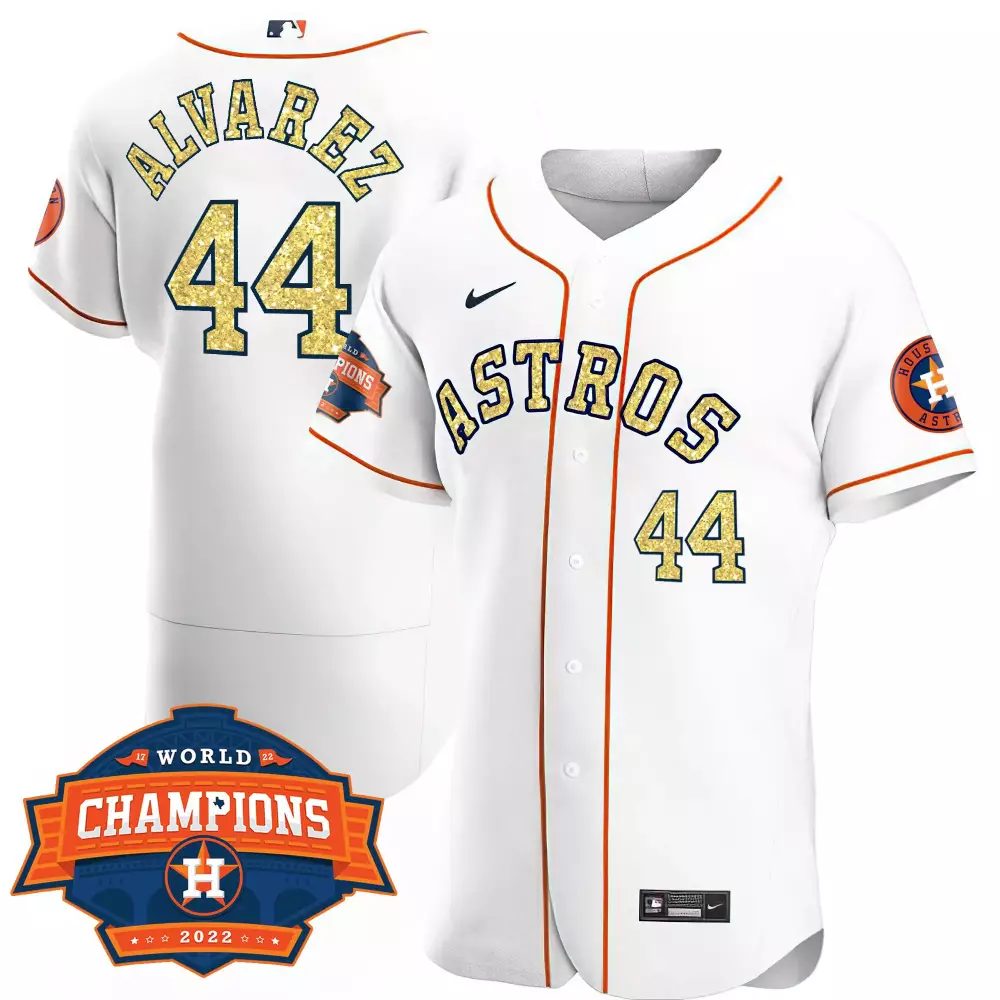 Yordan Alvarez Houston Astros 2025 White Gold World Series Champions Patch Men's Limited Jersey | All Stitched | For Men, Women & Youth