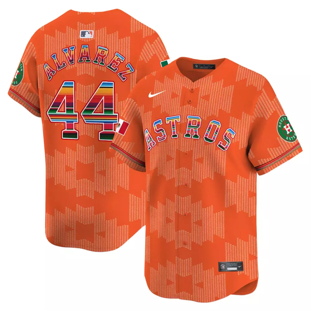 Yordan Alvarez Houston Astros Mexico Serape Style Jersey V2 | Orange Printed | Limited Edition Fan Gear | For Men