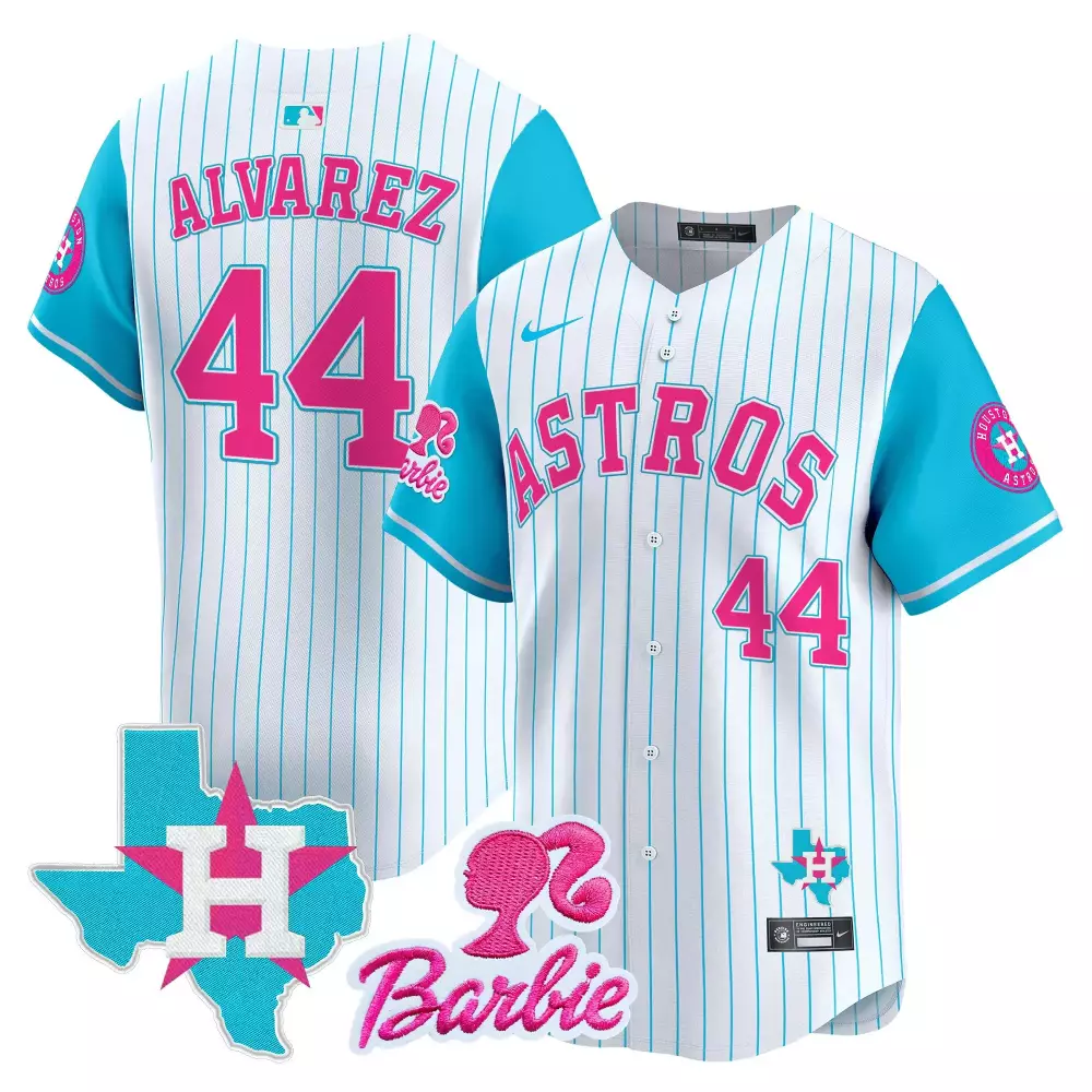 yordan lvarez pinstripe unisex houston astros barbie patch vapor premier limited jersey all stitched