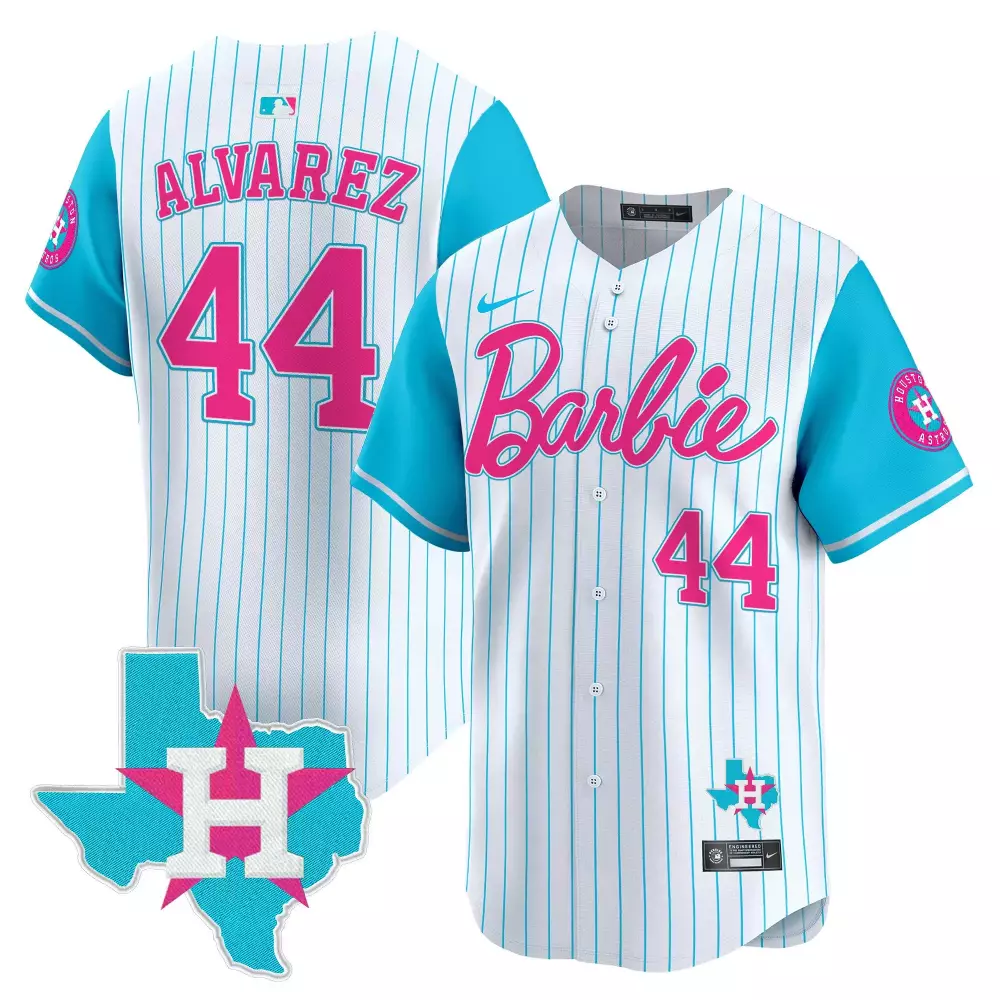 yordan lvarez pinstripe unisex houston astros barbie patch vapor premier limited jersey all stitched
