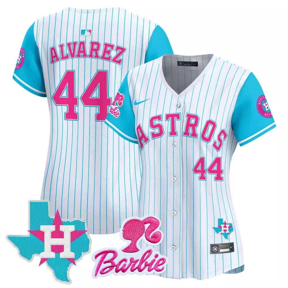 yordan lvarez pinstripe unisex houston astros barbie patch vapor premier limited jersey all stitched