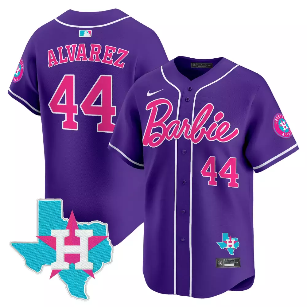 yordan lvarez purple unisex houston astros barbie patch vapor premier limited jersey all stitched