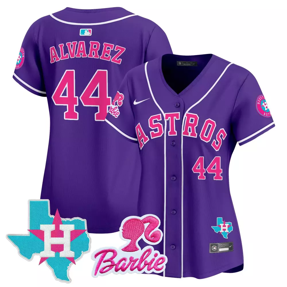 yordan lvarez purple unisex houston astros barbie patch vapor premier limited jersey all stitched