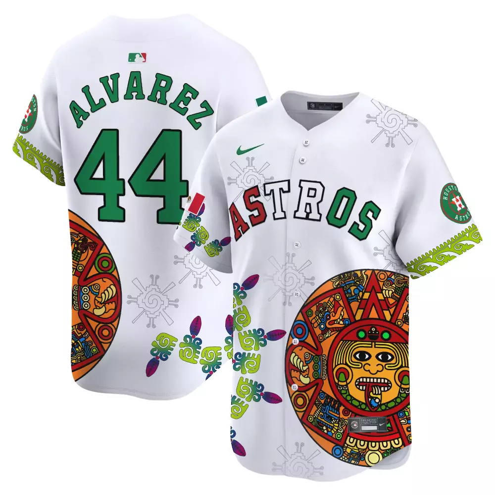 Yordan Alvarez White Houston Astros Mexico Aztec Calendar Vapor Premier Limited Jersey | Unique Fan Gear for Game Day | For Men, Women & Youth