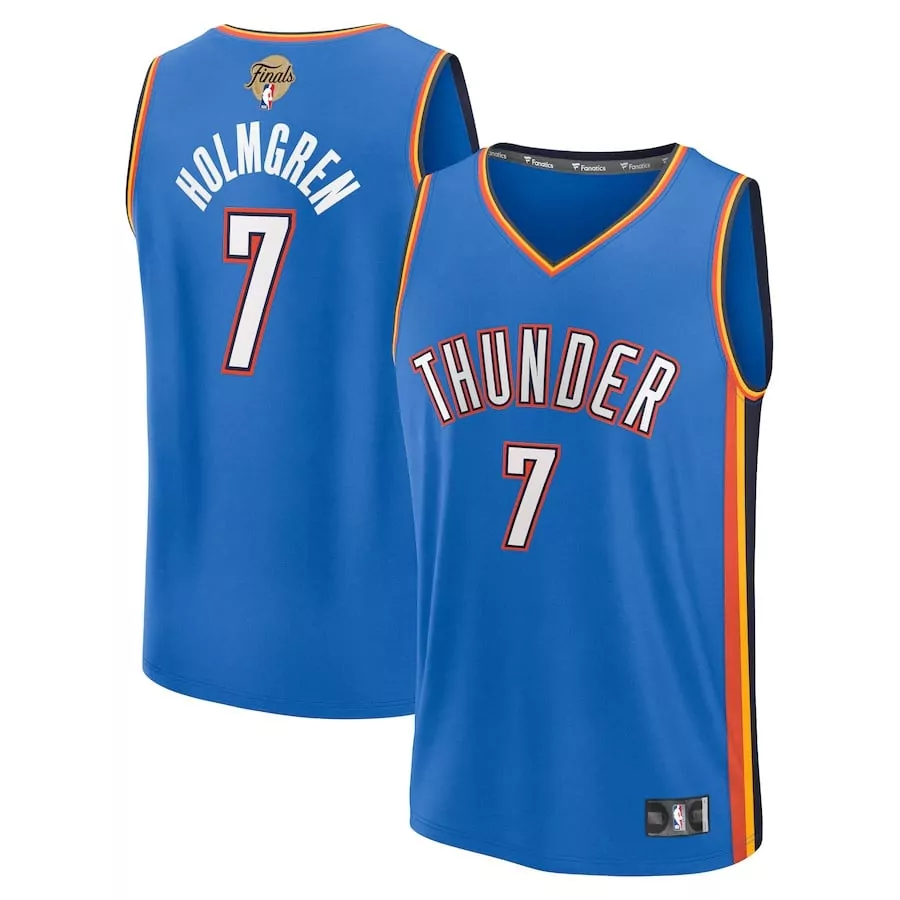 women luguentz dort mens oklahoma city thunder blue 2025 nba finals fast break jersey all stitched
