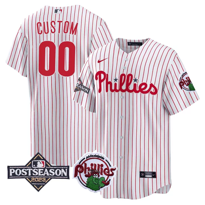 youth cool white philadelphia phillies 2023 postseason patch custom jersey all stitched