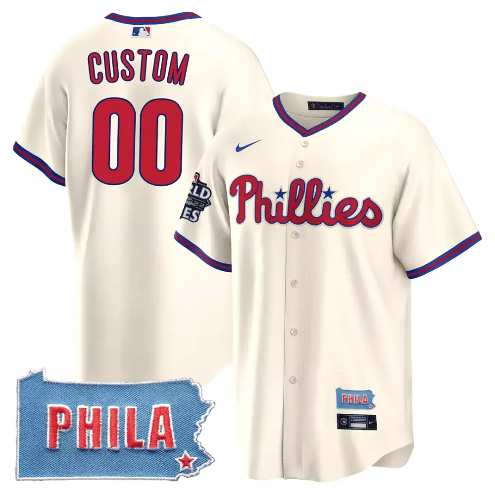 youth cool white philadelphia phillies 2023 postseason patch custom jersey all stitched
