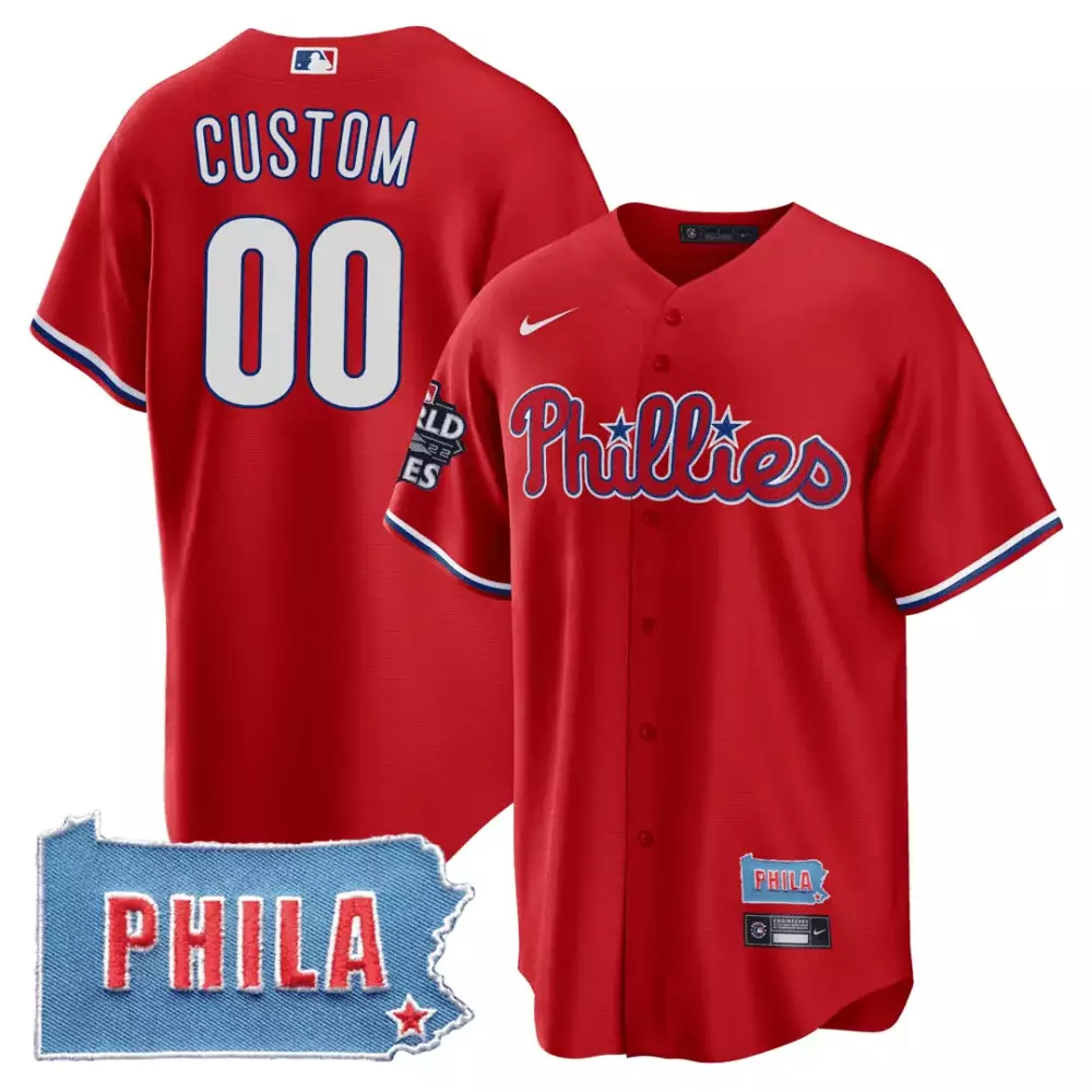 youth red philadelphia phillies phila pa state patch custom jersey all stitched