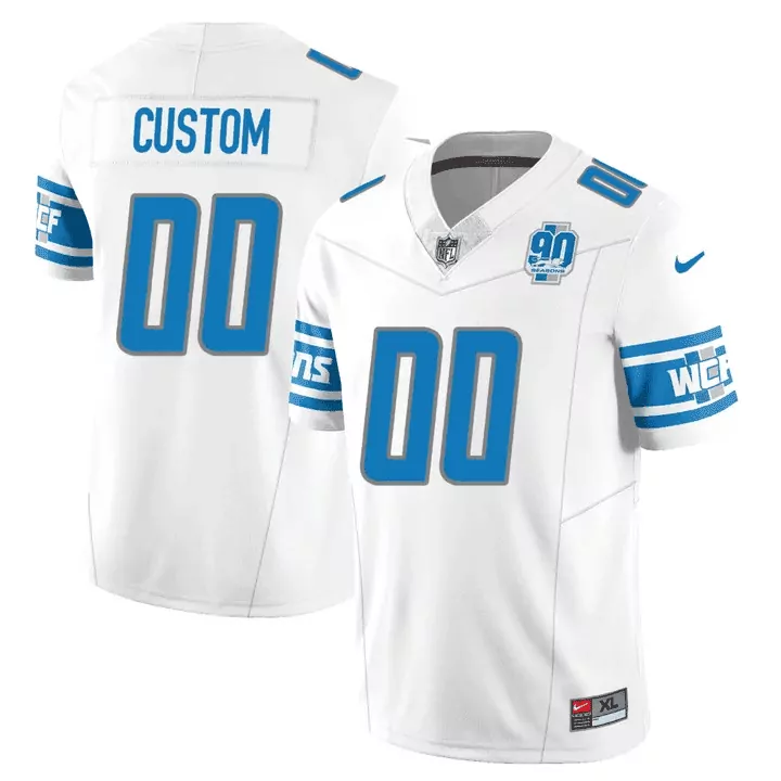 youth white mens detroit lions 90th year patch vapor custom jersey v2 all stitched