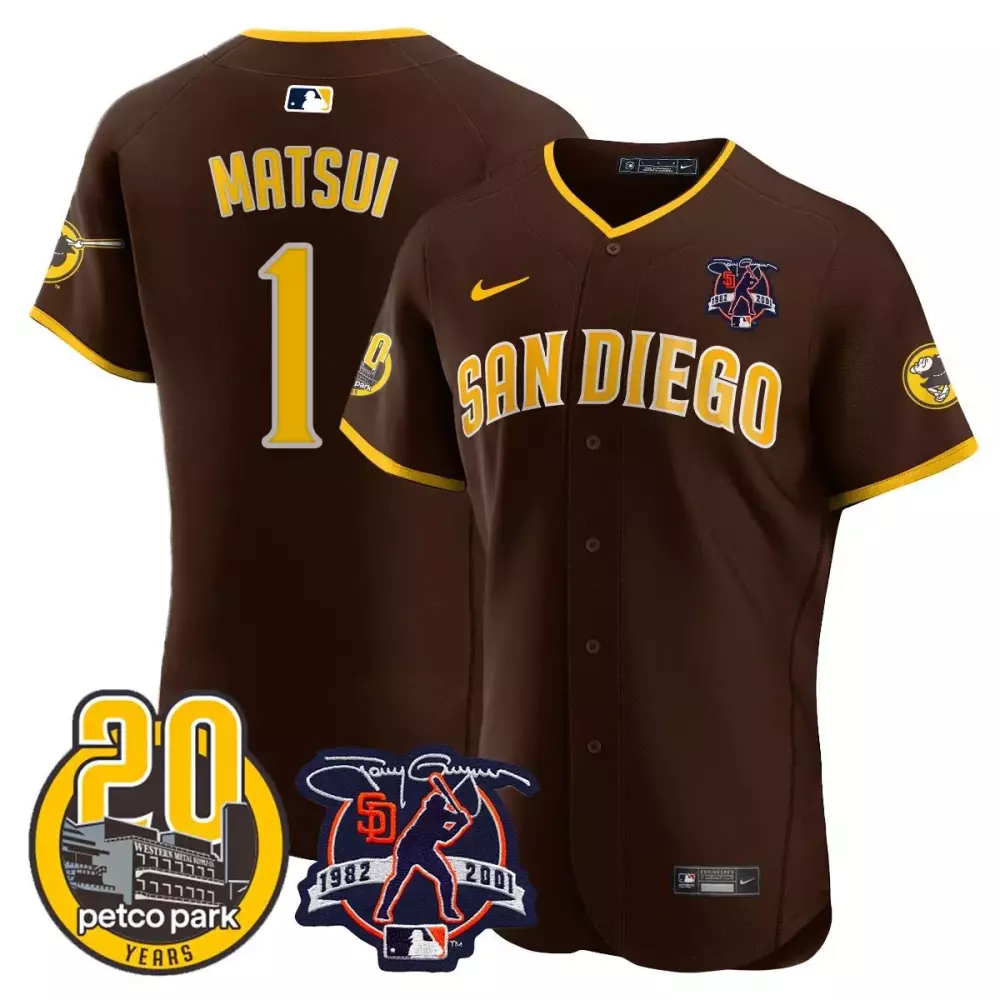 yuki matsui black gold mens san diego padres for peter petco park 20th patch vapor premier elite jersey all stitched