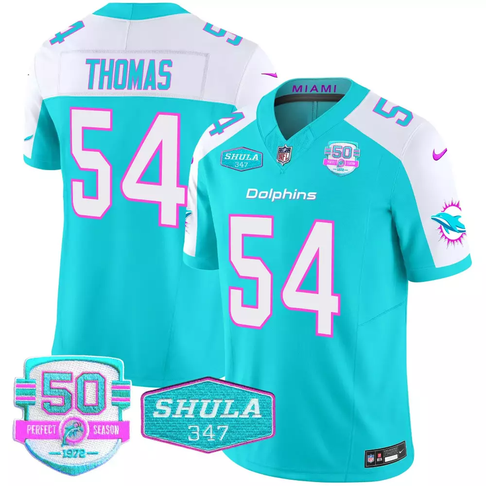 zach thomas aqua alternate mens miami dolphins dan the man record breaker patch vapor limited jersey all stitched