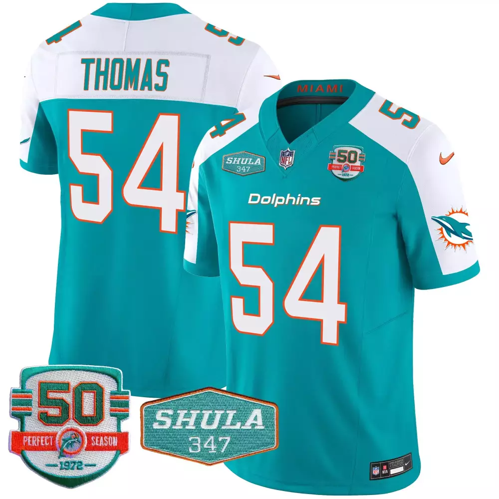 zach thomas aqua alternate mens miami dolphins shula 347 patch vapor jersey all stitched