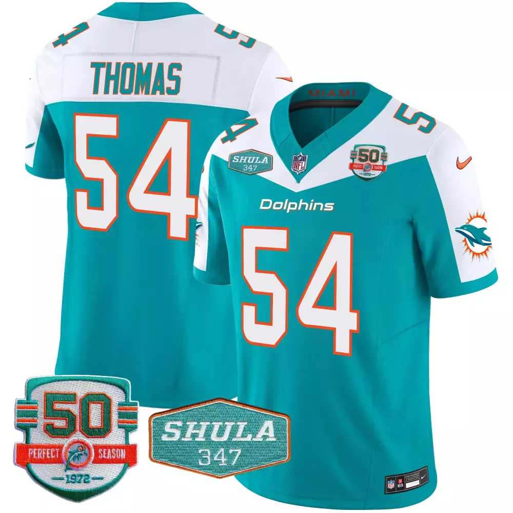 zach thomas aqua alternate mens miami dolphins shula 347 patch vapor jersey all stitched