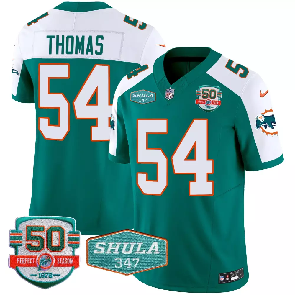 zach thomas aqua alternate mens miami dolphins shula 347 patch vapor jersey all stitched
