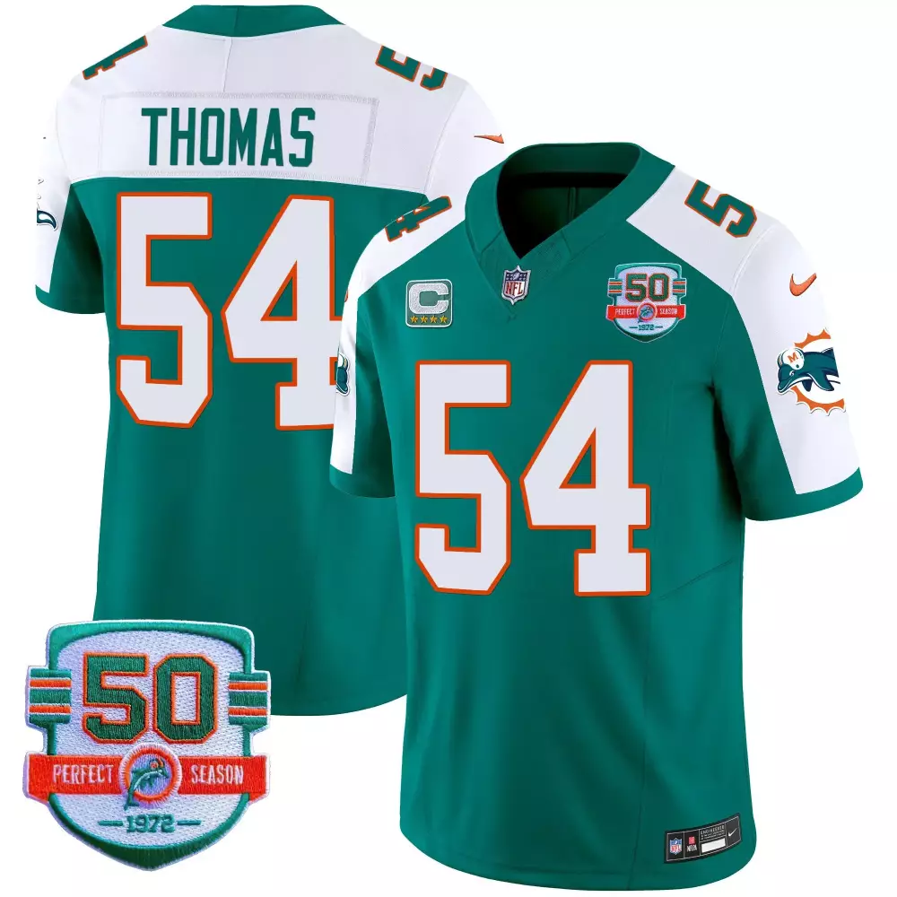 zach thomas aqua alternate mens miami dolphins shula 347 patch vapor jersey all stitched