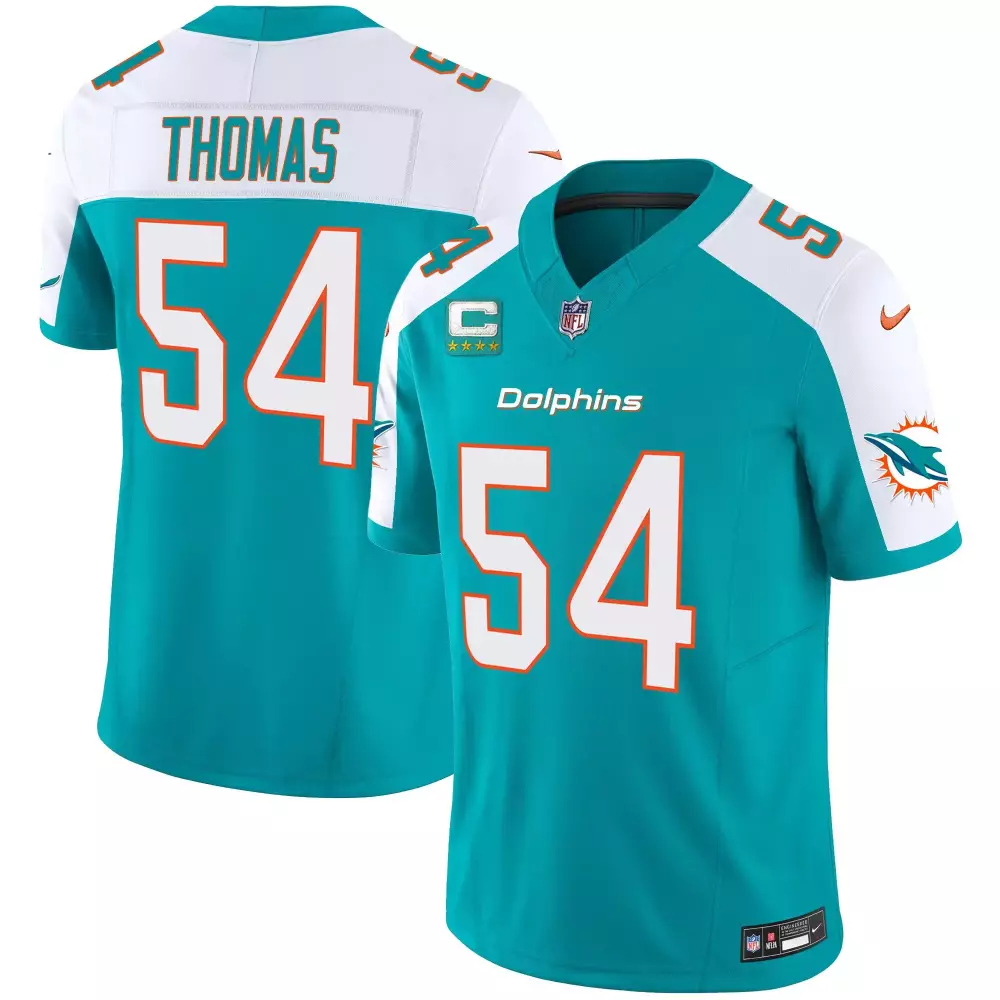 zach thomas aqua alternate mens miami dolphins shula 347 patch vapor jersey all stitched