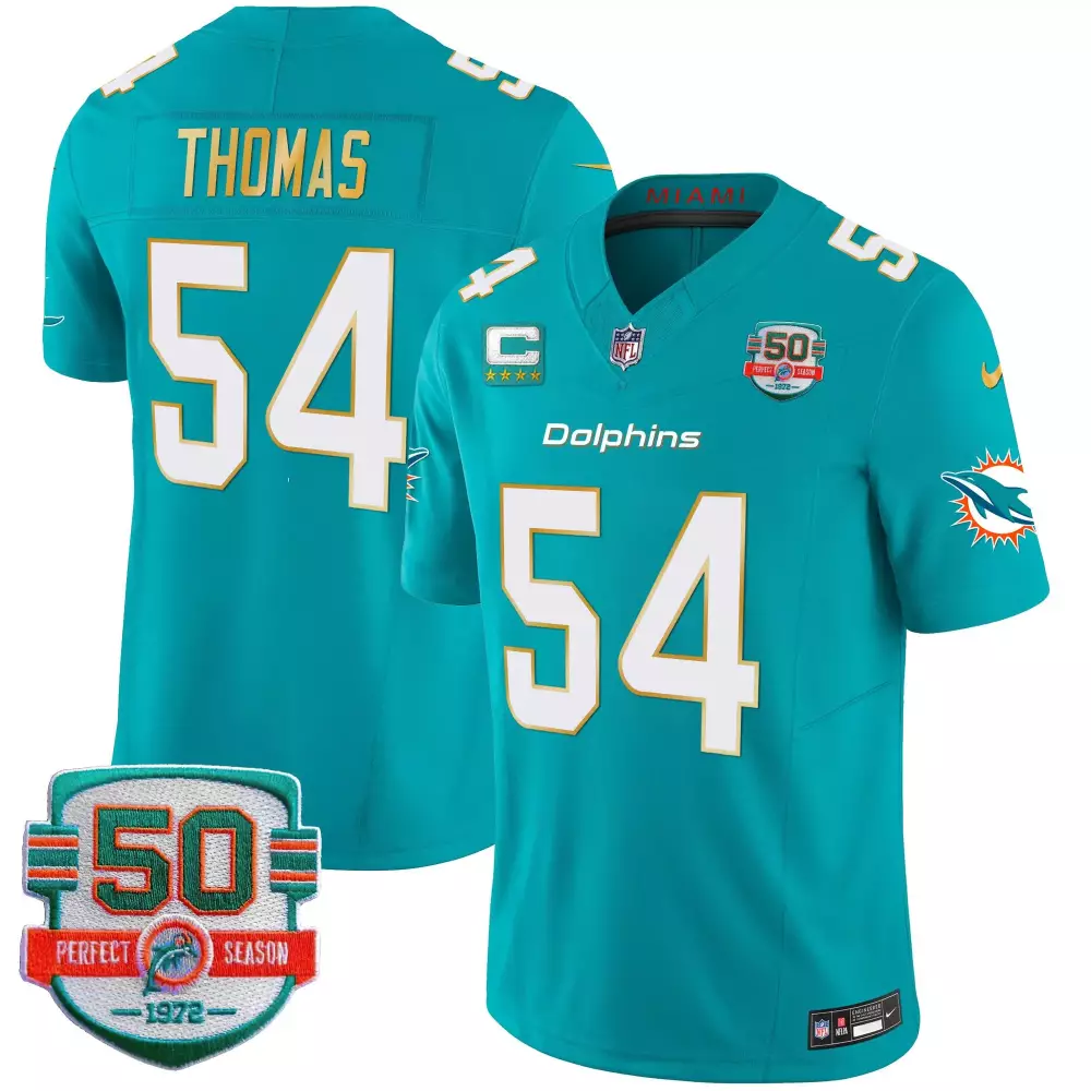 zach thomas aqua mens miami dolphins gold trim vapor limited jersey all stitched