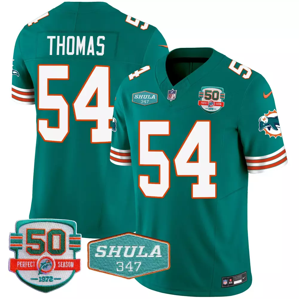 zach thomas aqua mens miami dolphins shula 347 patch vapor jersey all stitched