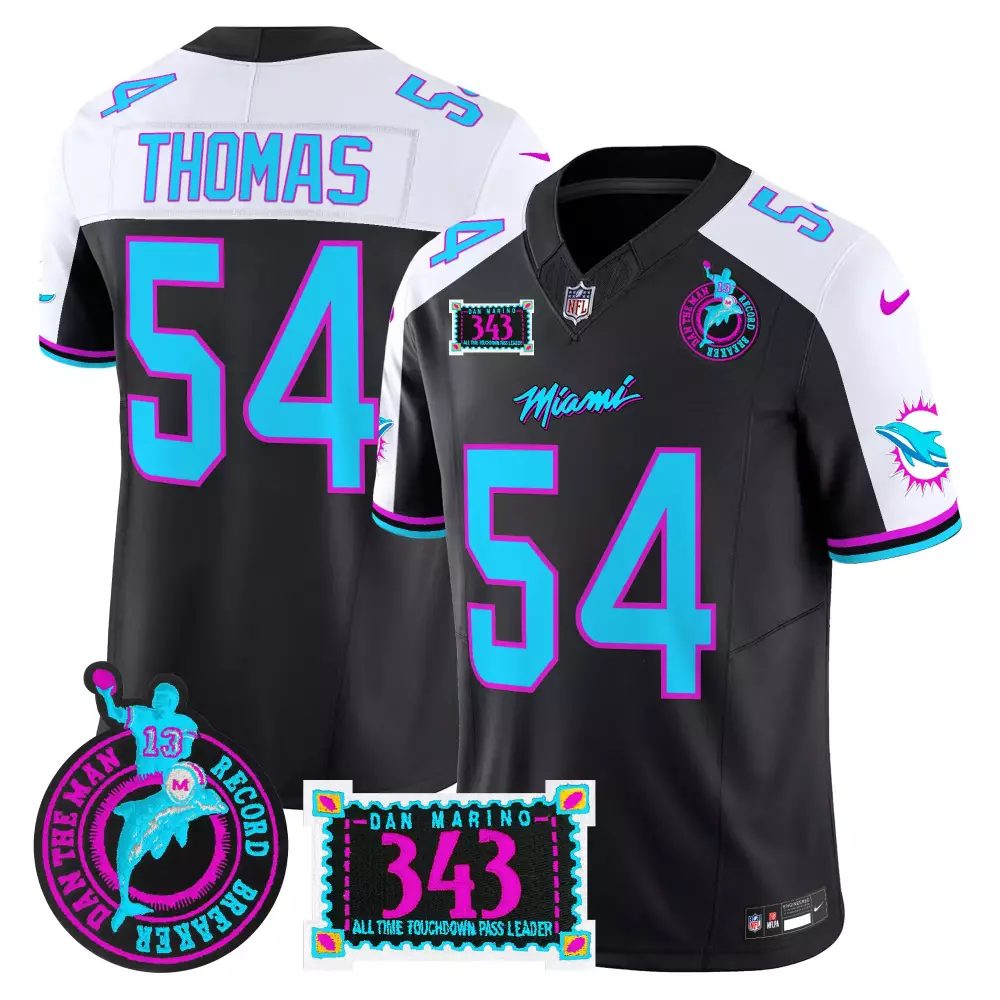 zach thomas black alternate mens miami dolphins 50th 1972 perfect season patch vapor jersey all stitched