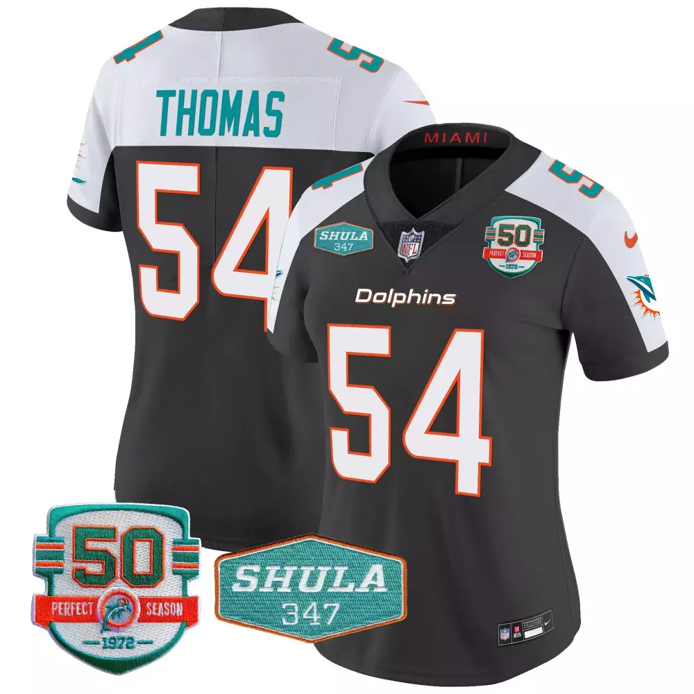 zach thomas black alternate womens miami dolphins miami vice vapor limited jersey v3 all stitched